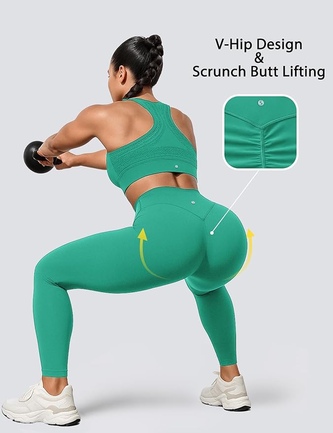 Sogetdo Yoga Leggings for Women Hidden Scrunch Butt Non See Through High Waisted No Front Seam Athletic Gym Workout Pants