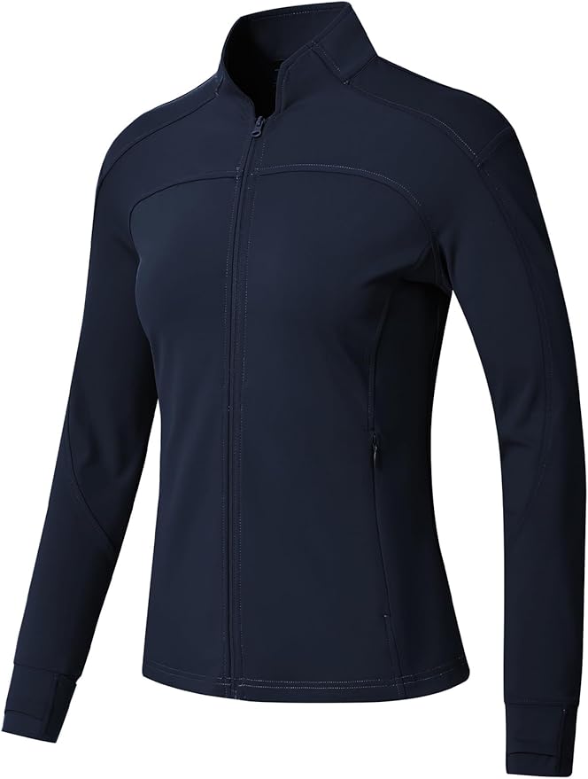 BGOWATU Women's Workout Jacket Lightweight Zip up Running Athletic Jackets with Thumb Holes