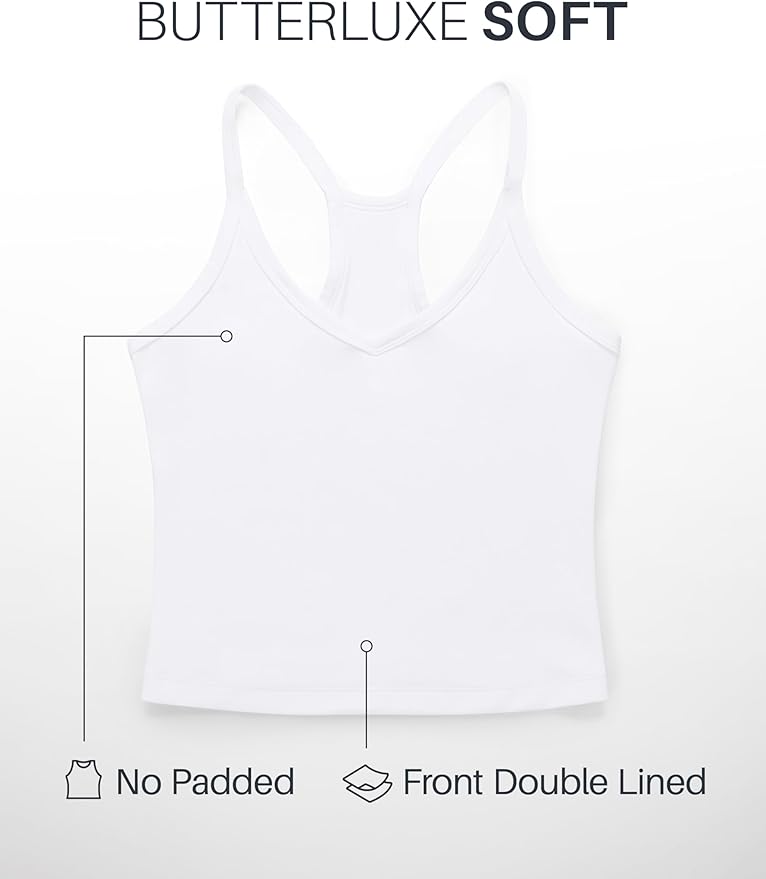 CRZ YOGA Butterluxe Soft Double Lined V Neck Tank Tops for Women - Yoga Casual Camisole Racerback Tight Sleeveless Shirt