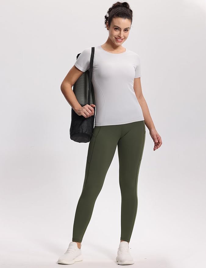 Dragon Fit High Waist Yoga Leggings with 3 Pockets,Tummy Control Workout Running 4 Way Stretch Yoga Pants