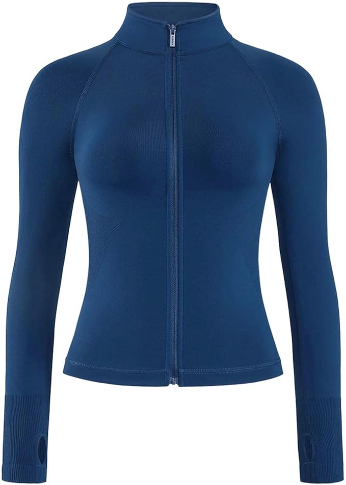 AUROLA Influence Athletic Workout Jacket for Women, Lightweight Slim Fit Full Zip Running Yoga Sports Jacket with Thumb Holes
