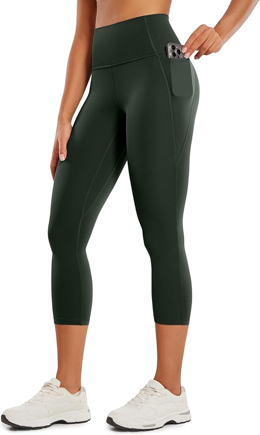 CRZ YOGA Butterluxe Workout Capri Leggings Pockets 21" - High Waisted Gym Athletic Womens Crop Yoga