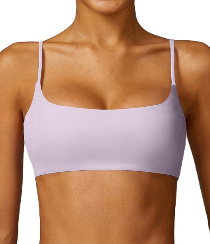 Comper Women's Sports Bra with Thin Straps Stretchy Wirefree Workout Bras Lightweight Workouts Bralette with Removable Pads