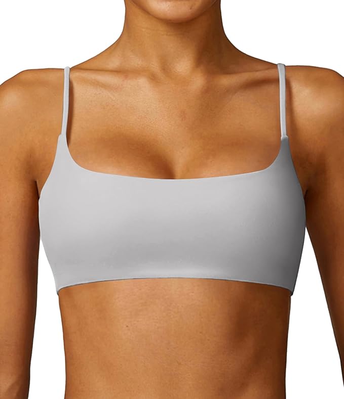 Comper Women's Sports Bra with Thin Straps Stretchy Wirefree Workout Bras Lightweight Workouts Bralette with Removable Pads