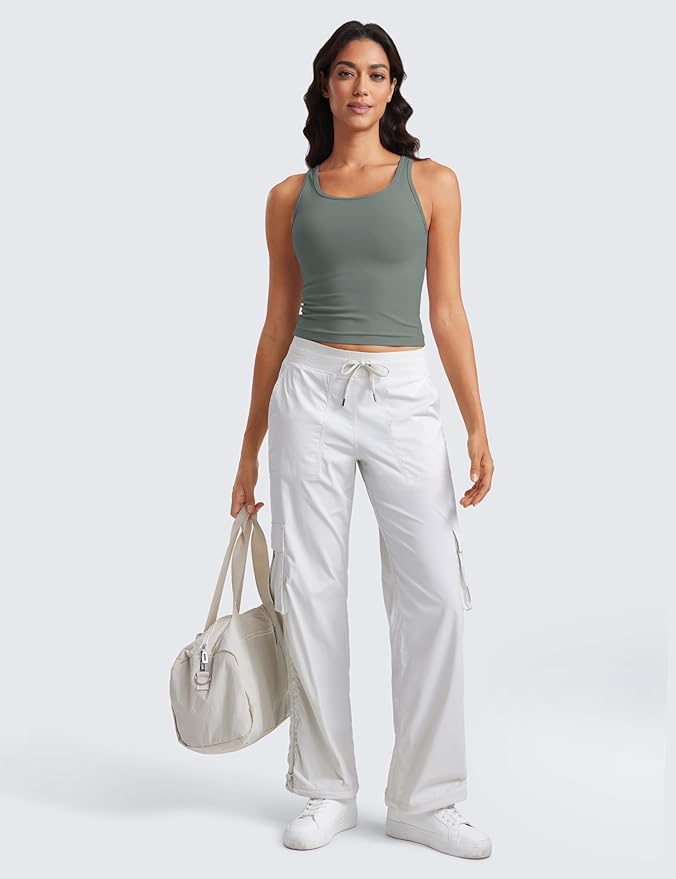 CRZ YOGA Butterluxe Double Lined Tank Tops for Women - Workout Casual Scoop Neck Racerback Crop Sleeveless Shirt
