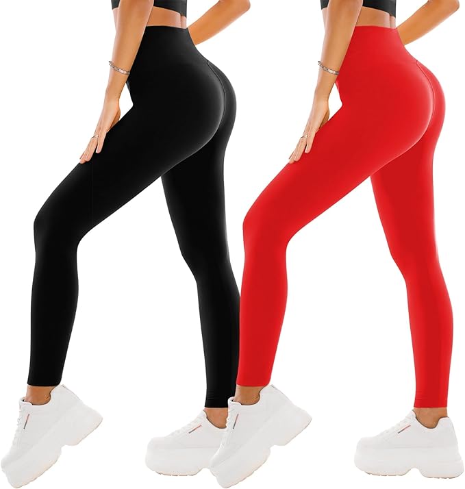 SINOPHANT High Waisted Leggings for Women - 2 Packs Buttery Soft Yoga Pants for Workout Athletic