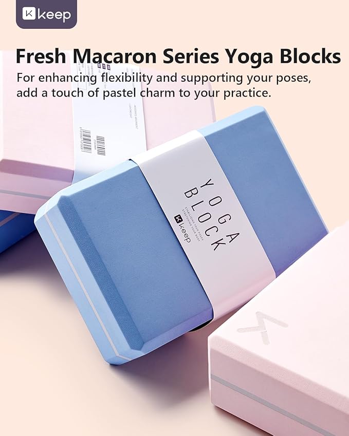 KEEP Yoga Block, High-Density EVA Foam 2 Pack Yoga Block with Non-Slip Textured Surface, Supportive, Lightweight - Ideal for Yoga