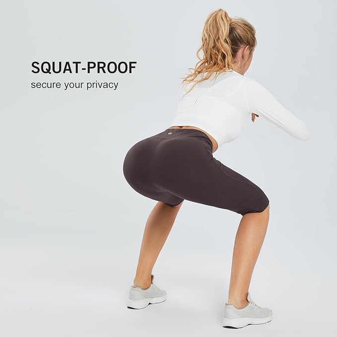 baleaf Women's Capri Leggings with Pockets High Waisted Knee Length Capris Stretch for Casual Yoga Pants Workout Exercise