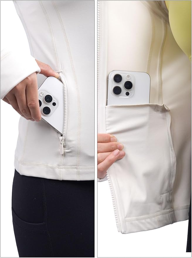 SIS QUEEN Women's Workout Jackets Slim Fit Athletic Track Tops with Pockets Thumb Holes Full Zip Up Lightweight Sportswear