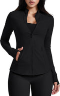 AVGO Womens Running Jackets Lightweight Slim Fit Workout Jacket Zip Up Athletic Track Gym Tops with Pockets & Thumb holes