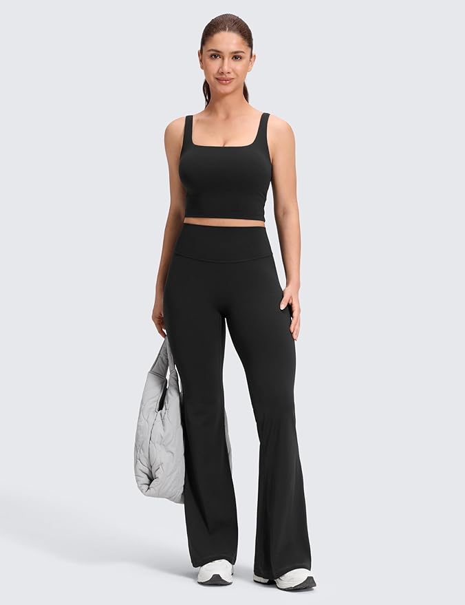 CRZ YOGA Softretch No Front Seam Flare Leggings 29"/31''/33" - High Waist Womens Yoga Pants Lounge Buttery Soft Comfy Casual