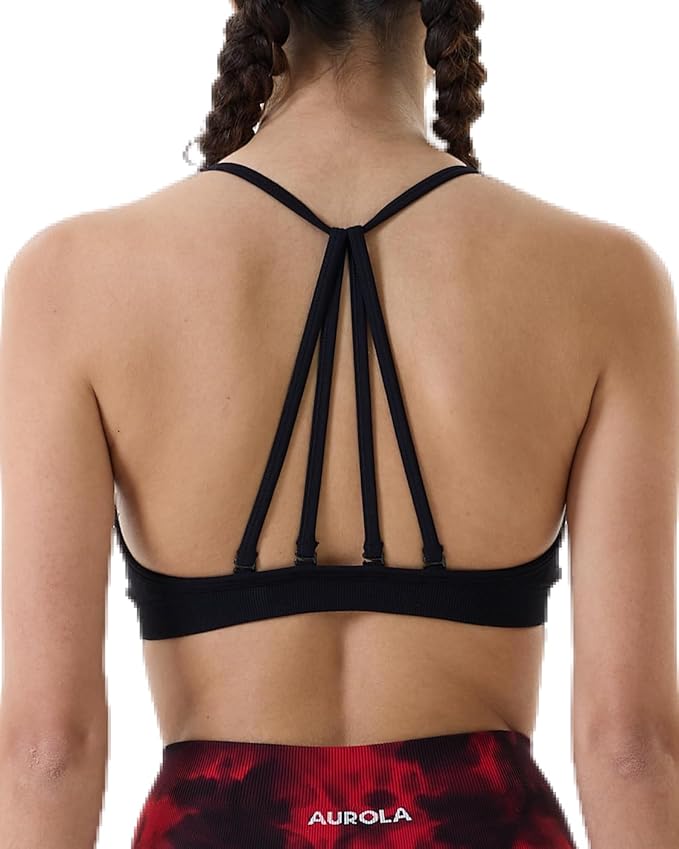 AUROLA Mercury Workout Sports Bras Women Athletic Removable Padded Backless Strapy Minimal Crop Top