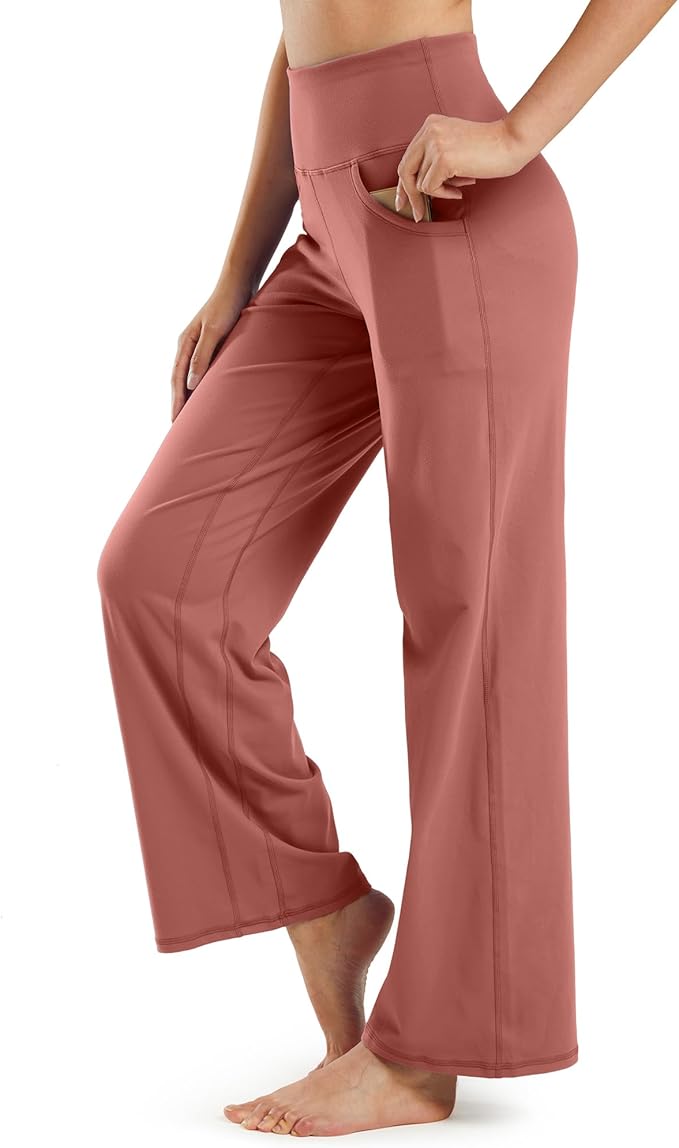Promover Wide Leg Pants Woman Yoga Pants with Pockets Stretch Loose Casual Lounge Sweatpants Petite/Regular/Tall