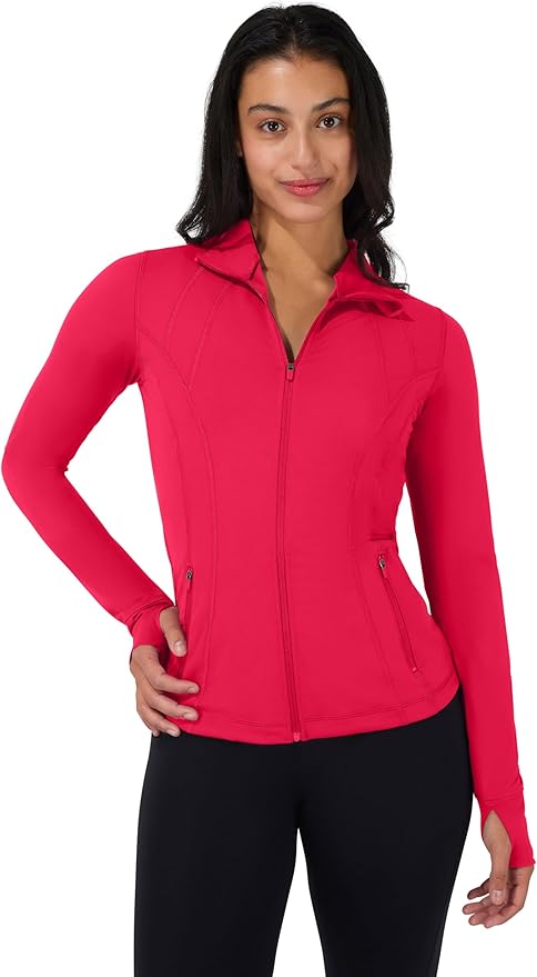 90 Degree By Reflex Full Zip Running Track Jacket Lightweight Athletic Slim Fit Jacket with Thumbholes