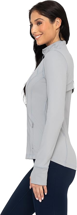 90 Degree By Reflex Full Zip Running Track Jacket Lightweight Athletic Slim Fit Jacket with Thumbholes