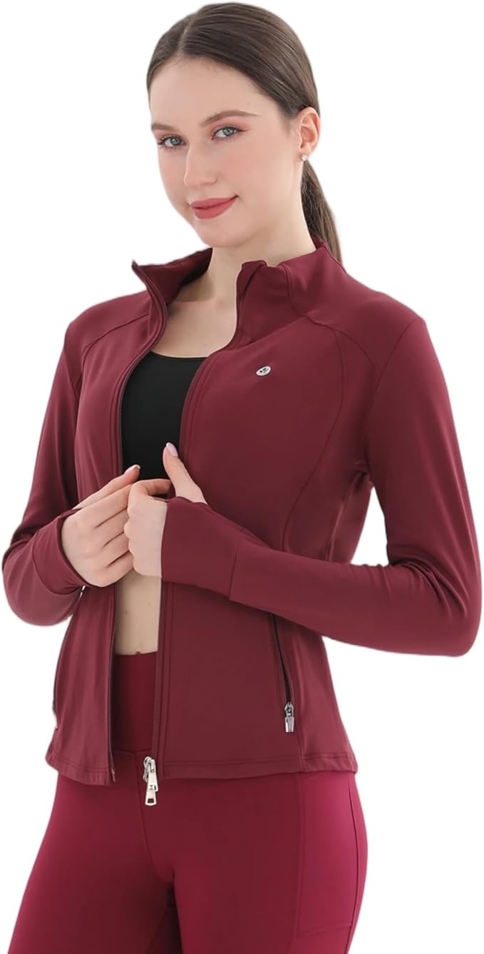 Women's Thermal Yoga Jacket - Thick Warm Full Zip Long Sleeve for Running Gym, Fleece Lined for Cold Weather Winter