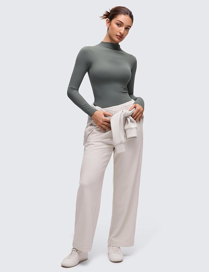 CRZ YOGA Softembrace Mock Neck Long Sleeve Shirts for Women - Casual Going Out Comfort Tops Soft Fitted Layer Underwear Tees
