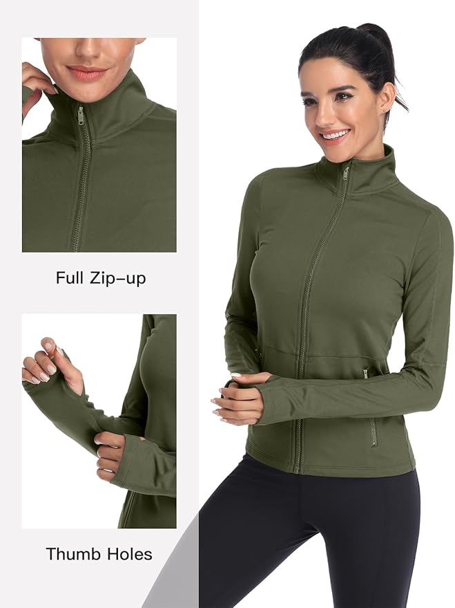 VUTRU Women's Workout Yoga Jacket Full Zip Running Track Jacket Fleece Athletic Jacket