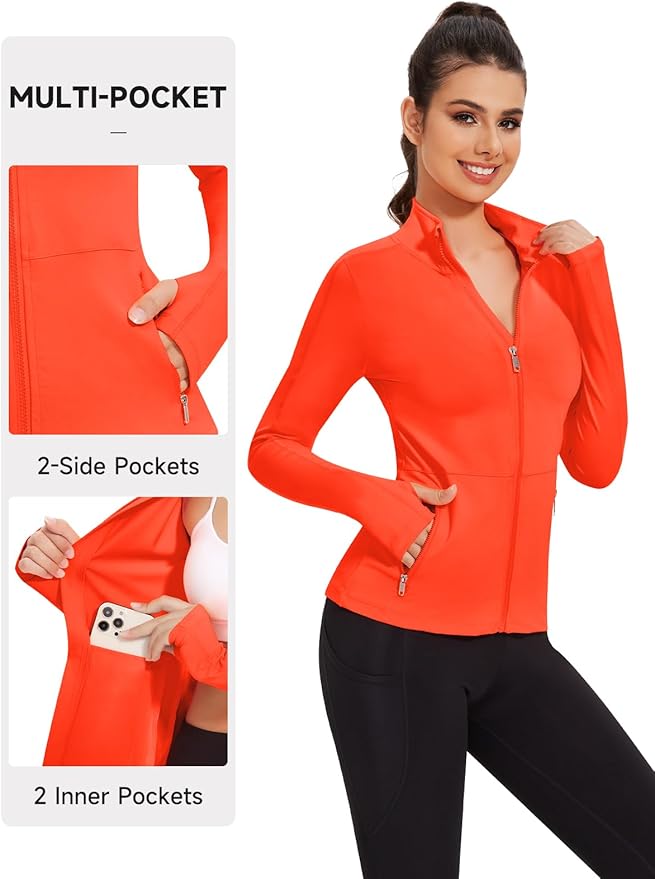 VUTRU Women's Workout Yoga Jacket Full Zip Running Athletic Track Jacket