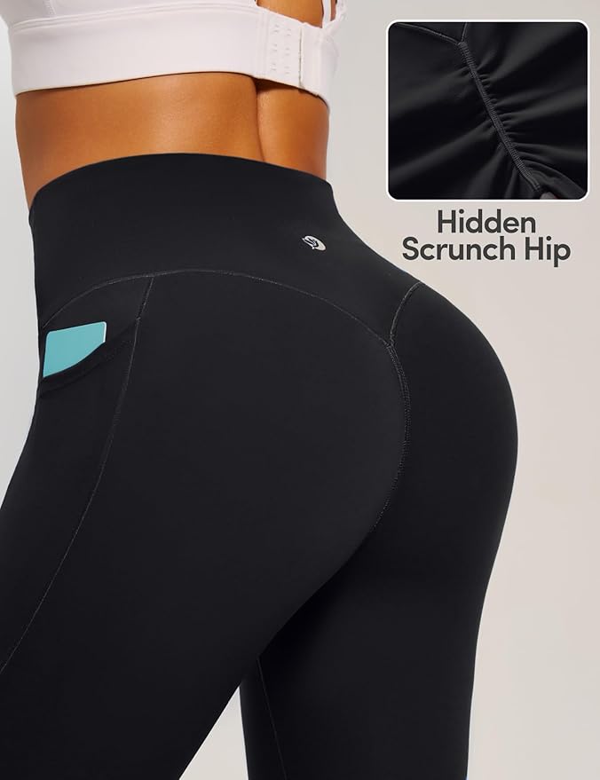 IUGA Invisible Scrunch Butt Lifting Leggings for Women No Front Seam Workout Leggings with Pockets Tummy Control Yoga Pants