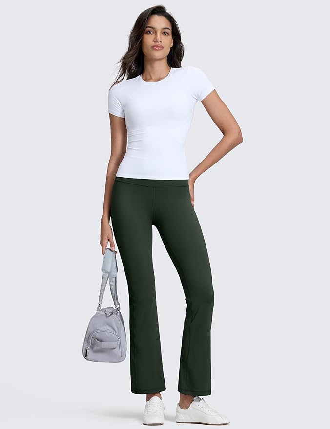 CRZ YOGA Butterluxe Flare Leggings 29"/30.5"/32"/33.5" - High Waist Bootcut Wide Leg Lounge Womens Yoga Pants with Pocket
