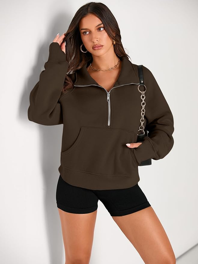 AUTOMET Womens Sweatshirts Half Zip Cropped Pullover Fleece Quarter Zipper Hoodies 2026 Fall Fashion Outfits Clothes