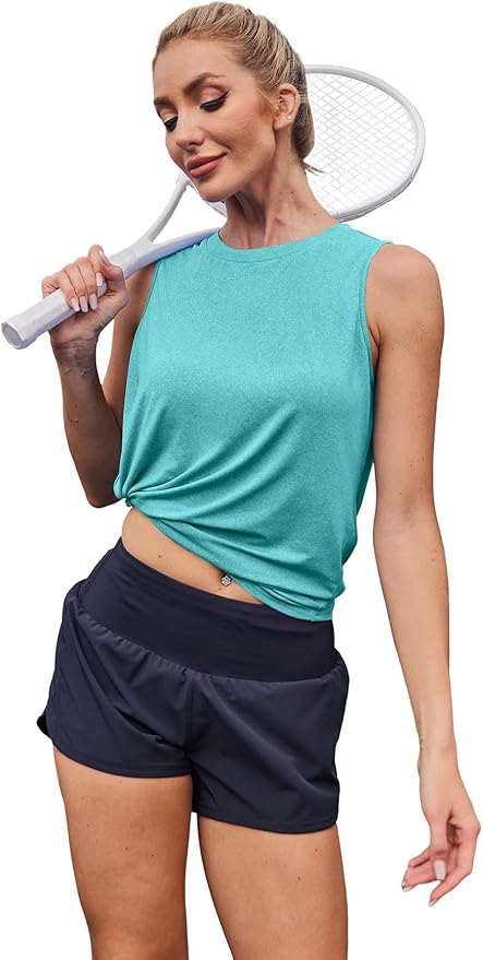 Womens Workout Tank Tops Lightweight Sleeveless Shirts for Women Loose Fit Tops for Athletic Running Tennis Yoga