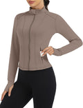 Loovoo Women's Workout Jacket Lightweight Zip Up Athletic Jackets Cropped Slim Fit Running Yoga Tops with Pockets