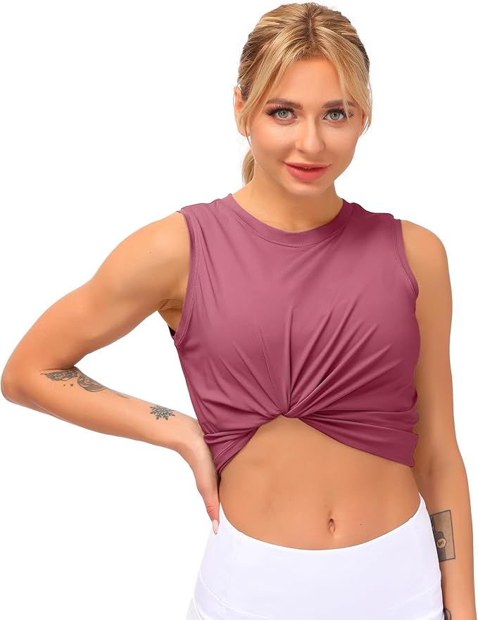 Dragon Fit Womens Ice Silk Workout Tank Tops Sleeveless Cropped Yoga Shirt for Running Gym Summer