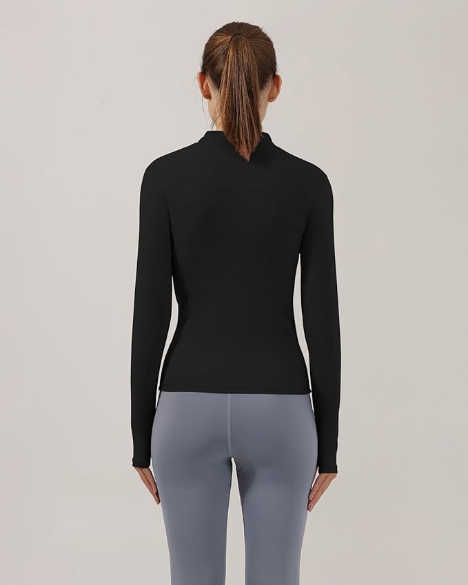 Locachy Women's Slim Fit Full Zip Athletic Running Sports Workout Jacket with Thumb Holes