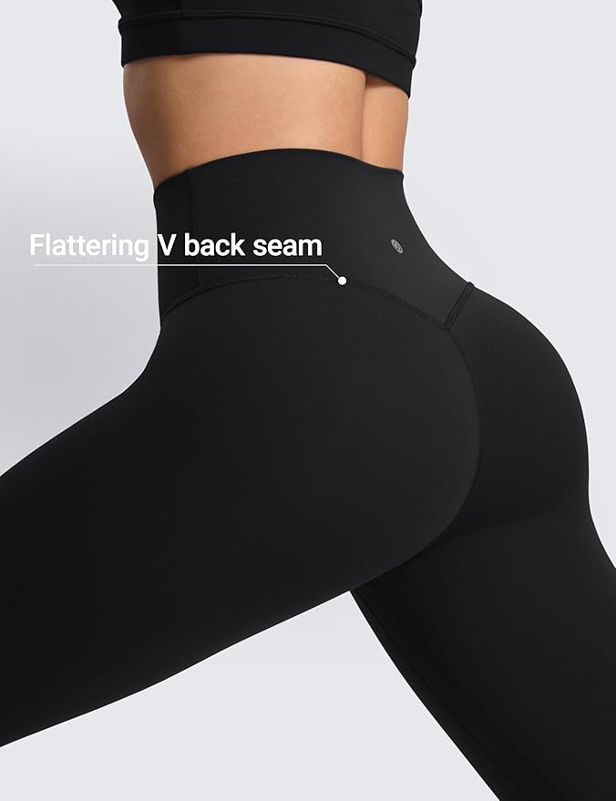CRZ YOGA SculptAir No Front Seam Yoga Leggings 25" - High Waisted Womens Pants Workout Pilates Athletic V Back Buttery Soft