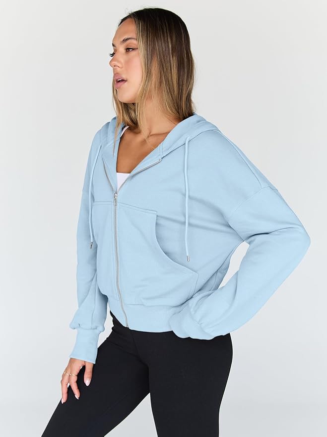 Trendy Queen Hoodies for Women Full Zip Up Cropped Sweatshirts Jackets Casual Comfy Gym Tops Fall Outfits Winter Clothes 2026