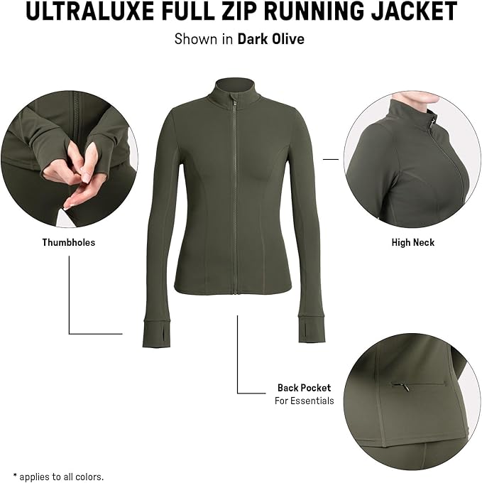 YITTY Active Women's Ultraluxe Full Zip Jacket, Athleisure, 4-Way-Stretch, Thumbholes