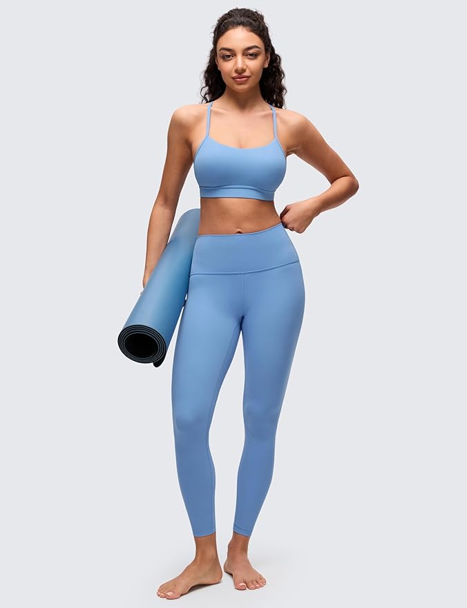 CRZ YOGA Butterluxe Y Back Sports Bras for Women - Padded Racerback Low Impact Spaghetti Thin Strap Workout Yoga Top