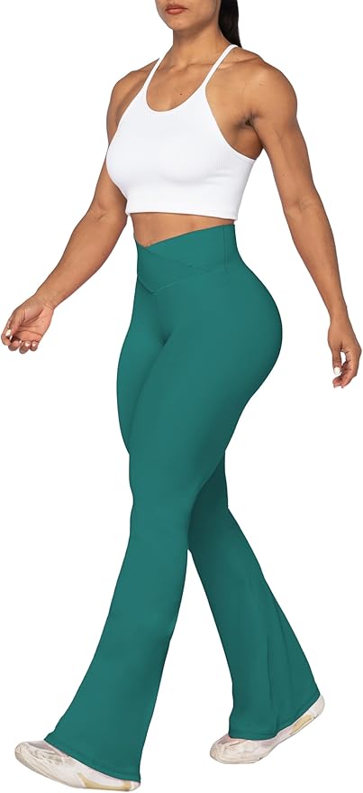 Sunzel Flare Leggings, Crossover Yoga Pants with Tummy Control, High-Waisted and Wide Leg