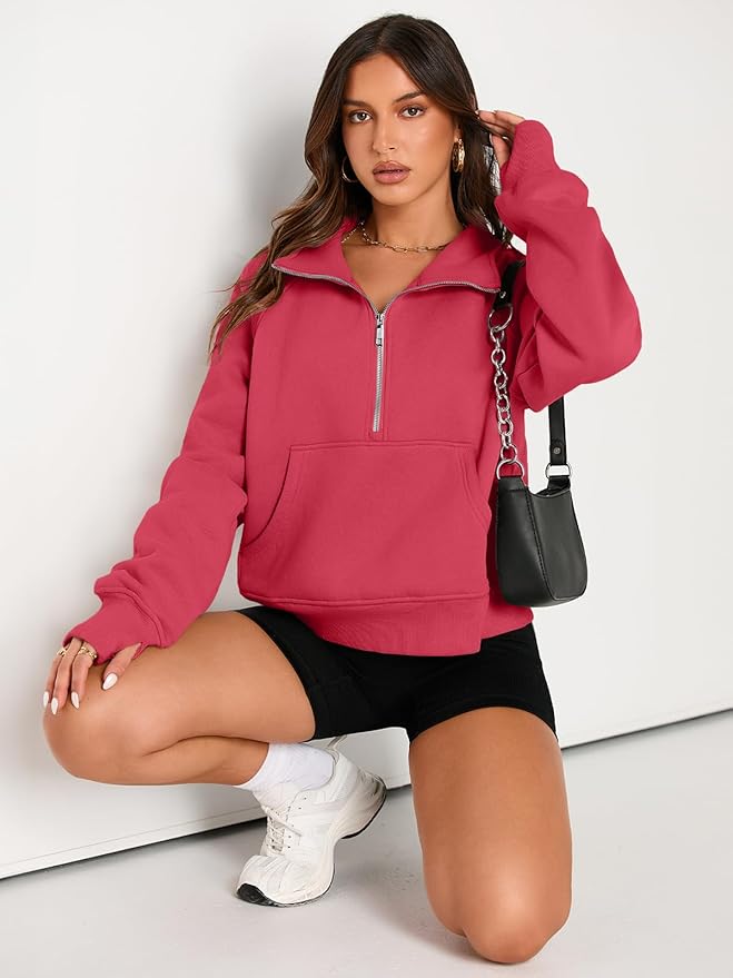 AUTOMET Womens Sweatshirts Half Zip Cropped Pullover Fleece Quarter Zipper Hoodies 2026 Fall Fashion Outfits Clothes