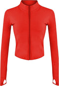 Lviefent Womens Lightweight Full Zip Running Track Jacket Workout Slim Fit Yoga Sportwear with Thumb Holes