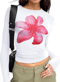 Trendy Queen Womens Long Sleeve T Shirts Fall Fashion 2026 Basic Crop Tops Going Out Outfits Y2k Clothes