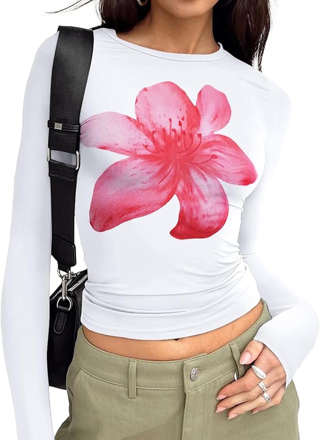 Trendy Queen Womens Long Sleeve T Shirts Fall Fashion 2026 Basic Crop Tops Going Out Outfits Y2k Clothes