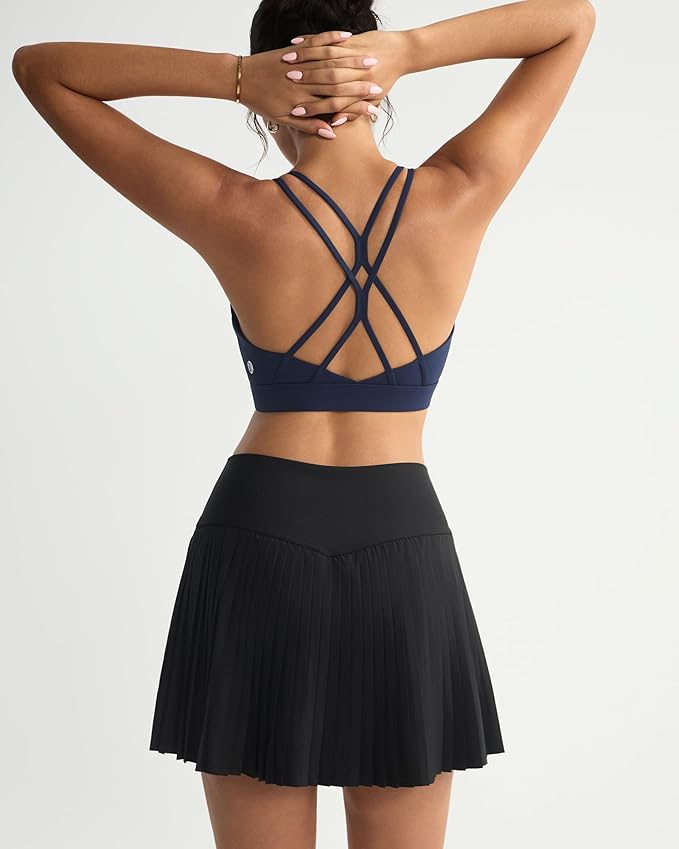 RUNNING GIRL Sports Bras for Women,Strappy Crisscross Back Padded Low Impact Running Sports Bra with Removable Cups