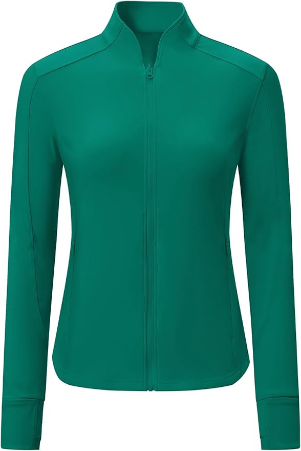 BGOWATU Women's Workout Athletic Jacket Full Zip Running Jackets Gym Yoga Track Tops with Pockets Thumb Hole