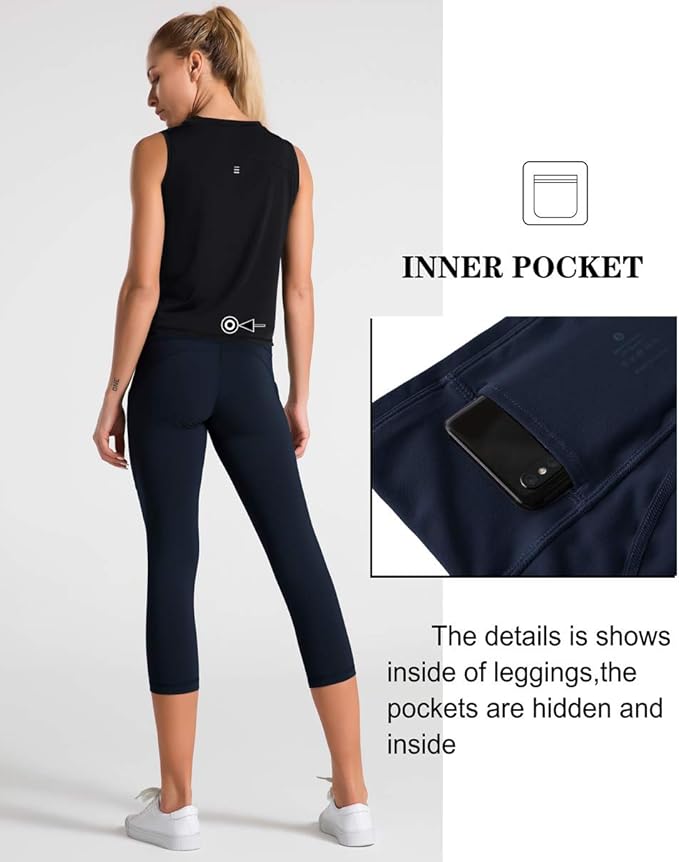 Dragon Fit High Waist Yoga Leggings with 3 Pockets,Tummy Control Workout Running 4 Way Stretch Yoga Pants
