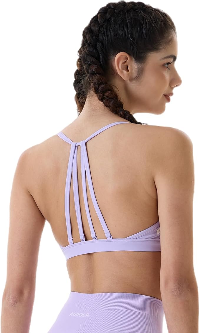 AUROLA Mercury Workout Sports Bras Women Athletic Removable Padded Backless Strapy Minimal Crop Top