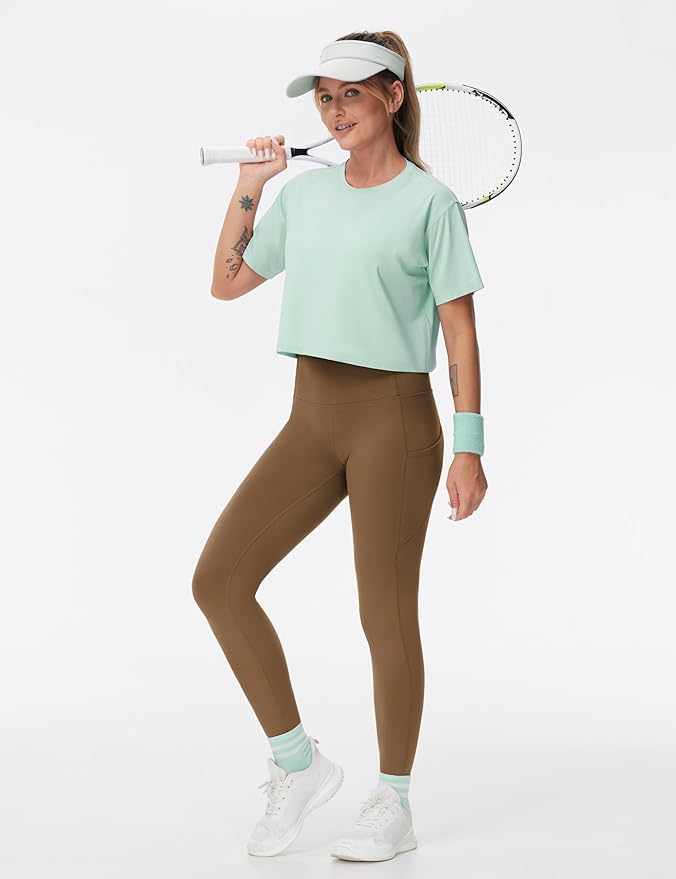 THE GYM PEOPLE Thick High Waist Yoga Pants with Pockets, Tummy Control Workout Running Yoga Leggings for Women