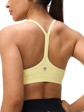 Womens Y Back Padded Sports Bra Strappy U Neck Butter Soft Low Impact Workout Bras Yoga Pilates Walking