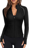 Cropped Workout Jackets for Women Running,Lightweight Yoga Tops Athletic Jacket Slim Fitted,Full Zip Up with Pockets