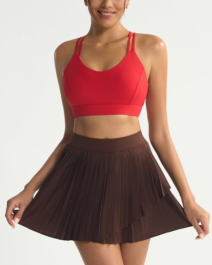 RUNNING GIRL Sports Bras for Women,Strappy Crisscross Back Padded Low Impact Running Sports Bra with Removable Cups
