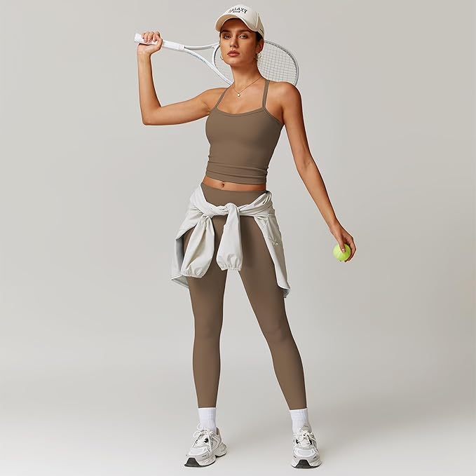 Women 2 Piece Workout Sets (NEW) Yoga Outfit Open Back Tank Top High Waisted Leggings Gym Sets Tracksuits