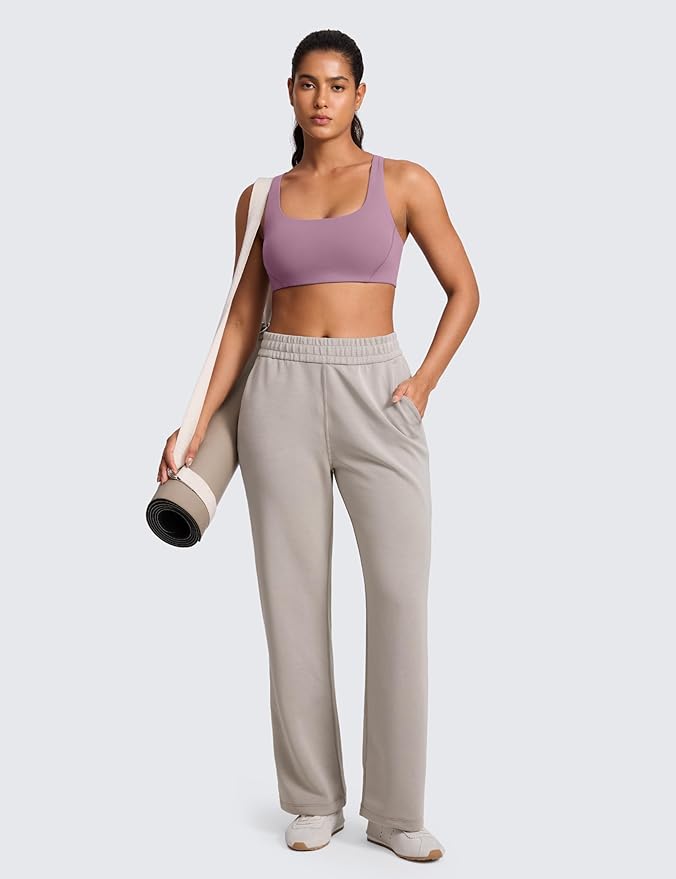 CRZ YOGA Butterlift Double Lined Square Neck Sports Bras for Women - Wireless V-Shaped Racerback Workout Yoga Top Non Padded