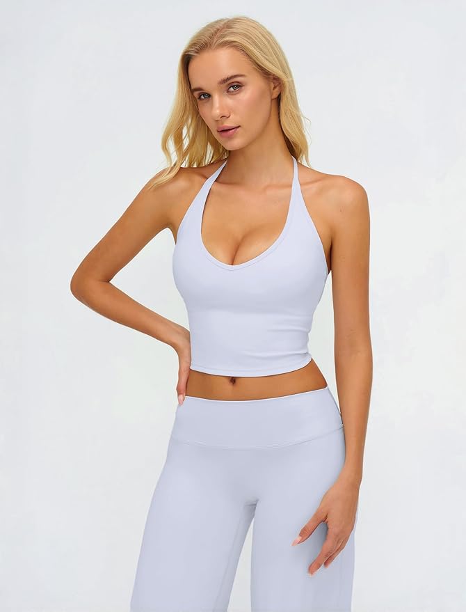 ABOCIW Womens Workout Sets 2 Piece Spaghetti Straps Crop Top Straight Leg Yoga Pants Yoga Pilates Outfits
